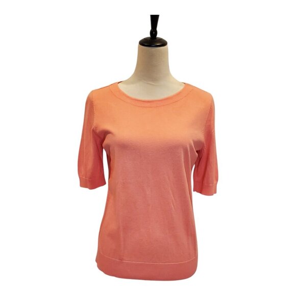 TALBOTS SZ M Salmon Short-sleeve Spring/Summer Soft Cotton/Rayon Knit Sweater - Picture 1 of 7